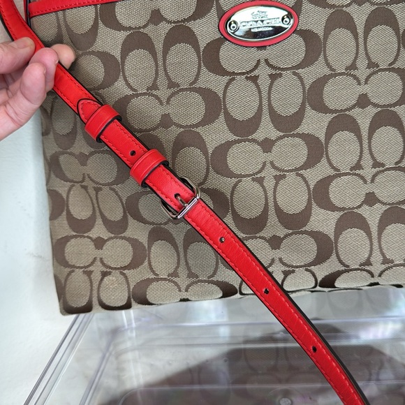 Coach Crossbody Purse, Brown and Red - Picture 12 of 16